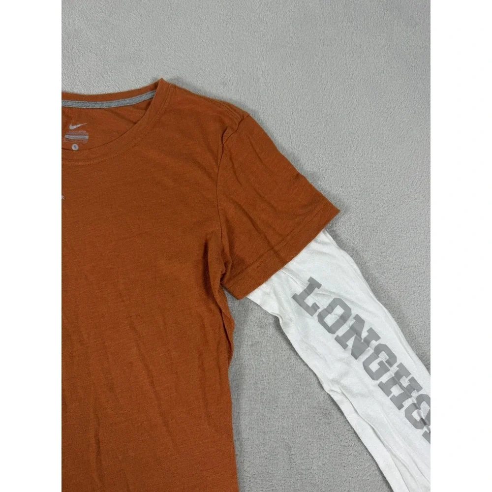 Nike Women's Texas Longhorns Layered-Look Long Sleeve T Shirt Size S